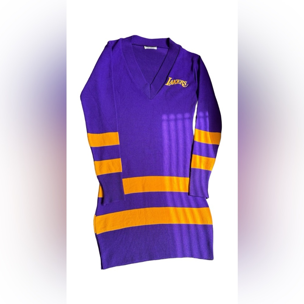 Lakers fitted purple v-neck sweater dress s/m